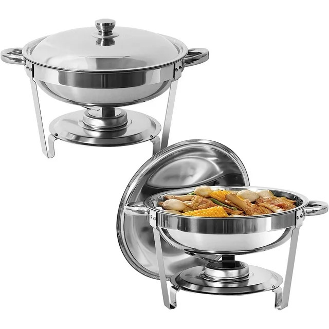 Jacgood 5 Qt Chafing Dish Buffet Set,2 pack Stainless Steel Round Chafers and Buffet Warmers Sets... | Walmart (US)