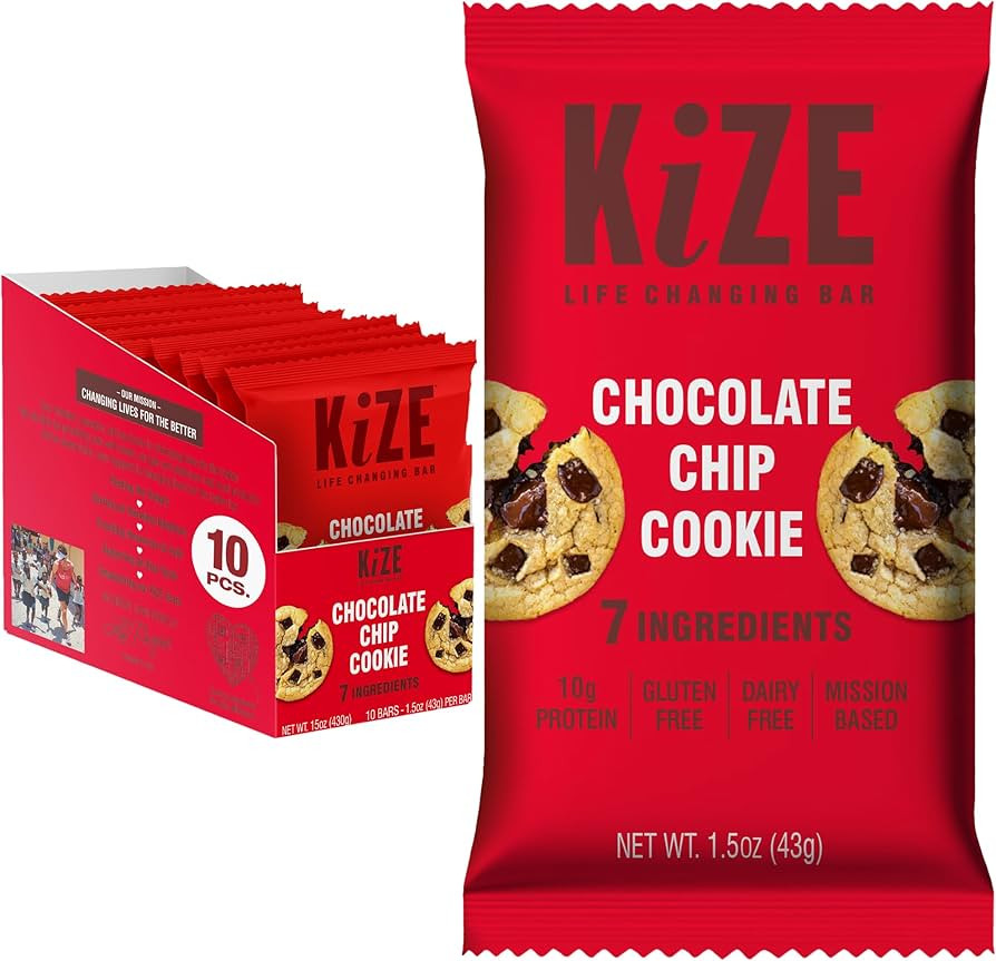 KiZE Energy Bars - Chocolate Chip Cookie - Almond Butter-Based, Gluten Free, Dairy Free, NON-GMO ... | Amazon (US)
