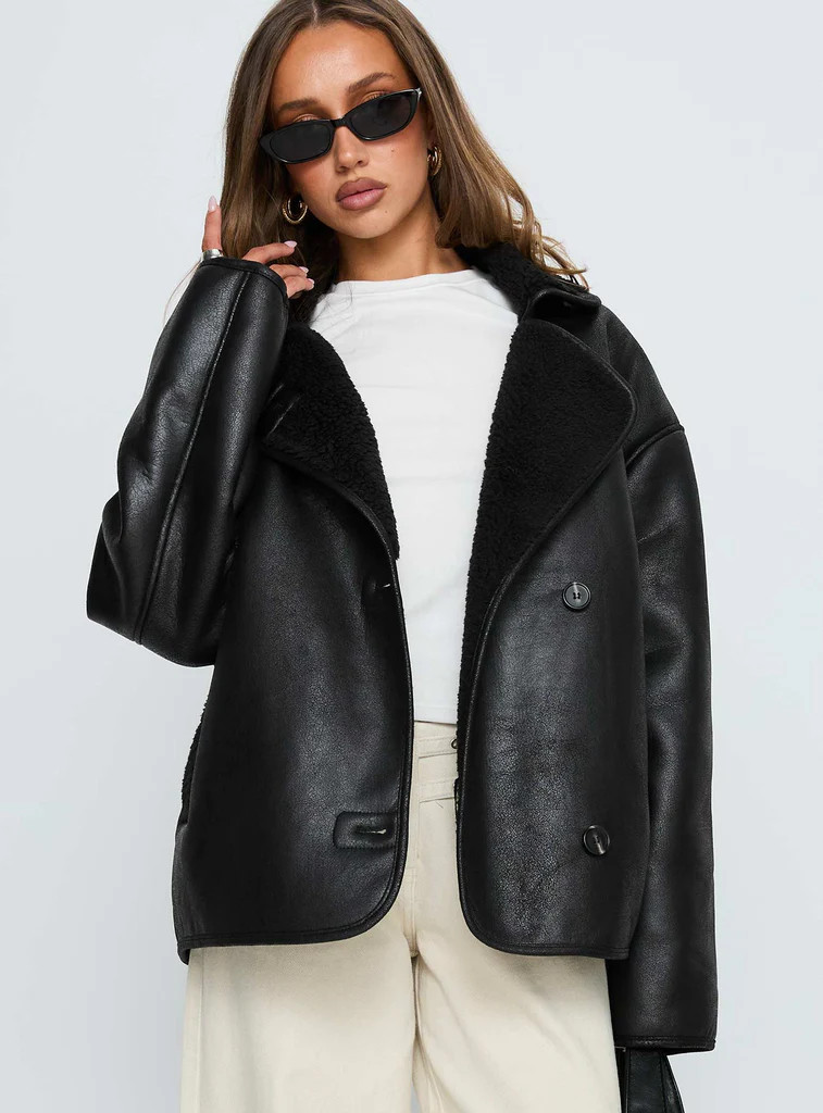 Nunez Faux Leather Jacket Black | Princess Polly US