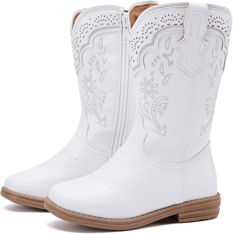 BMCiTYBM Toddler Girl Boy Cowboy Cowgirl Boots Little Kids Square Toe Western Boots Mid Calf Side... | Amazon (US)