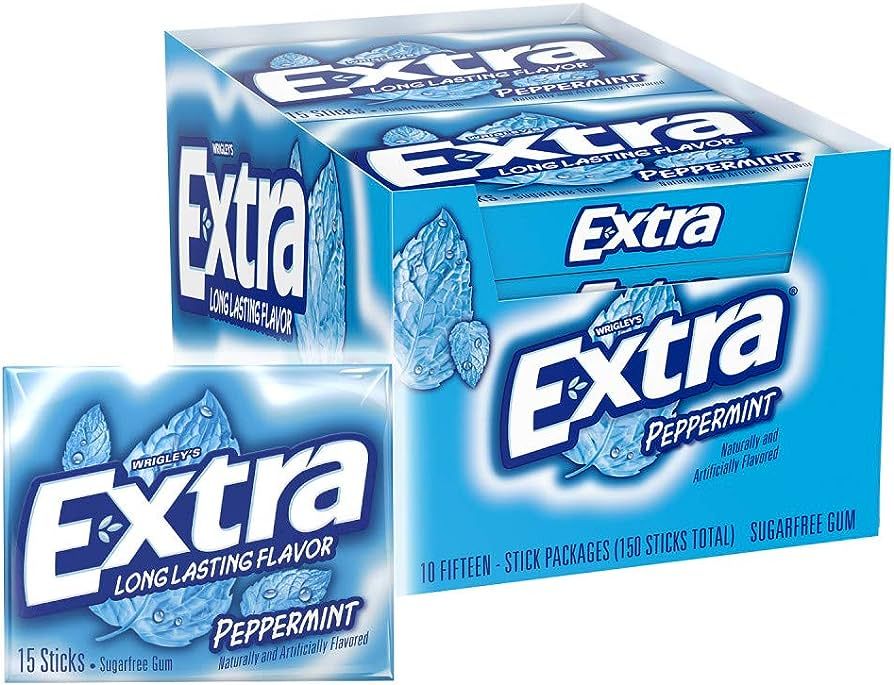 Extra Gum Peppermint Chewing Gum, 15 Pieces (Pack of 10) | Amazon (US)