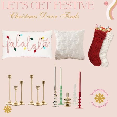 Christmas home decor, Christmas pillows, Christmas stockings, holiday candle holders.

#LTKHoliday #LTKhome #LTKSeasonal