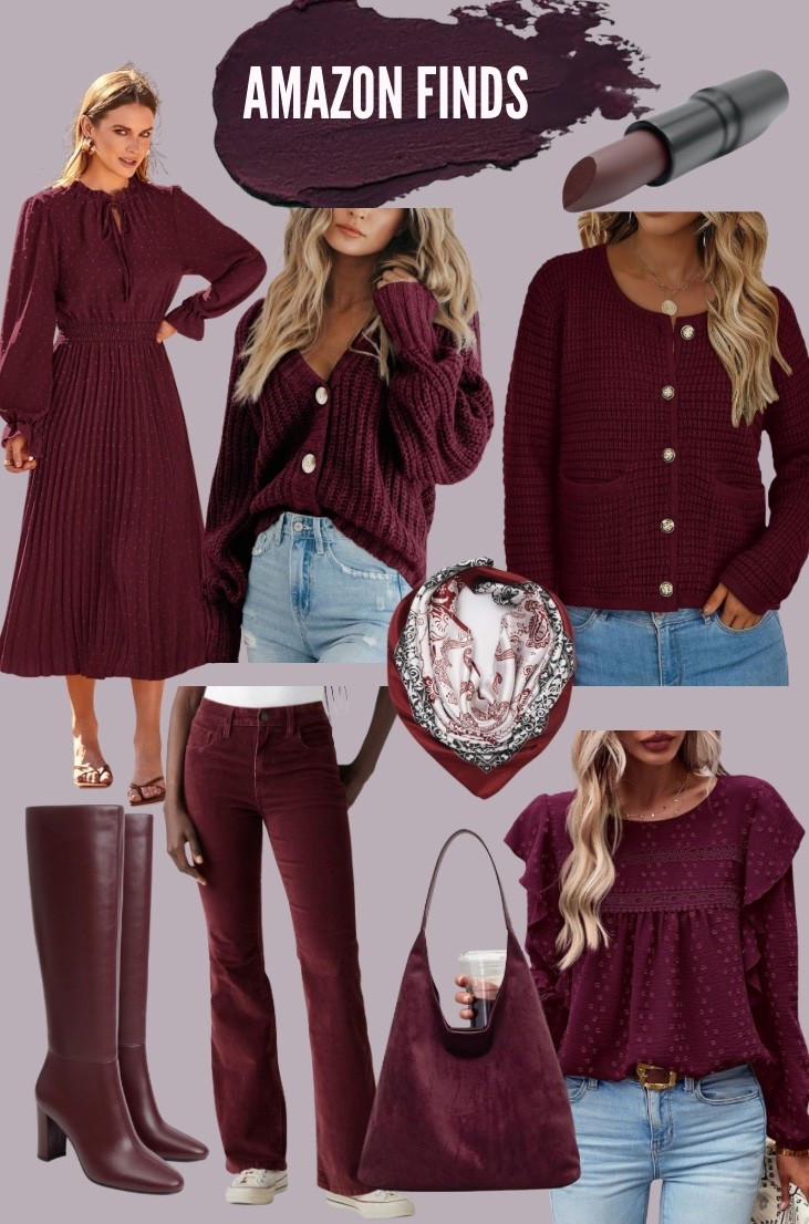Burgundy never goes out of style.
These Amazon finds are the perfect mix of cozy, chic, and classy - from rich knits to luxe boots and the perfect lipstick. Effortless elegance for any occasion this holiday season. 



amazon fall outfit, burgundy outfit idea, burgundy outfits, amazon finds fall, fall fashion amazon 2025, amazon sweaters, amazon boots, wine color outfit, fall chic outfit, amazon women's fashion, deep wine, burgundy tones, fall outfits, boots, #AmazonFinds #FallFashion #BurgundyOutfit #AmazonStyle #LTKFallFashion #AmazonOOTD #NeutralStyle 

#LTKHoliday #LTKItBag #LTKSeasonal #LTKShoeCrush #LTKFindsUnder50 #LTKFindsUnder100 #LTKWorkwear