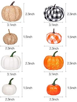 Amazon.com: 16 PCS Fall Decor Artificial Pumpkins Harvest Burlap Bufflo Plaid Faux Foam Pumpkins ... | Amazon (US)