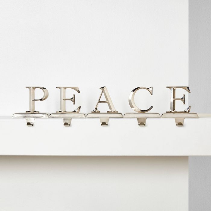5pk PEACE Silver Christmas Stocking Holder - Wondershop&#8482; | Target