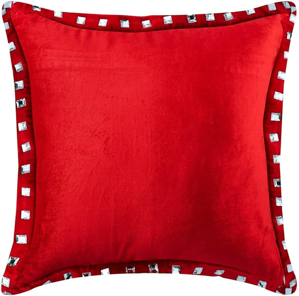 The HomeCentric Pillow Cover, Red Couch Throw Pillow Covers 16x16 inch (40x40 cm) Velvet Decorati... | Amazon (US)