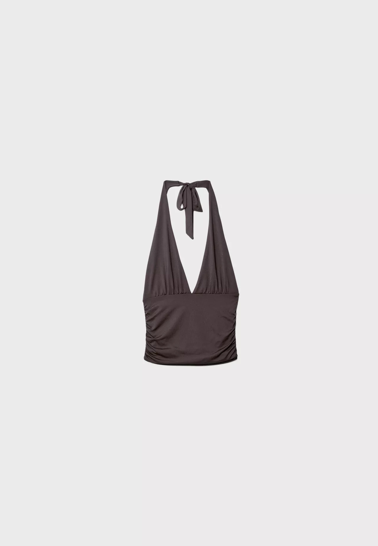 Ruched halter top with neck tie - Women's fashion | Stradivarius United Kingdom | Stradivarius (UK)