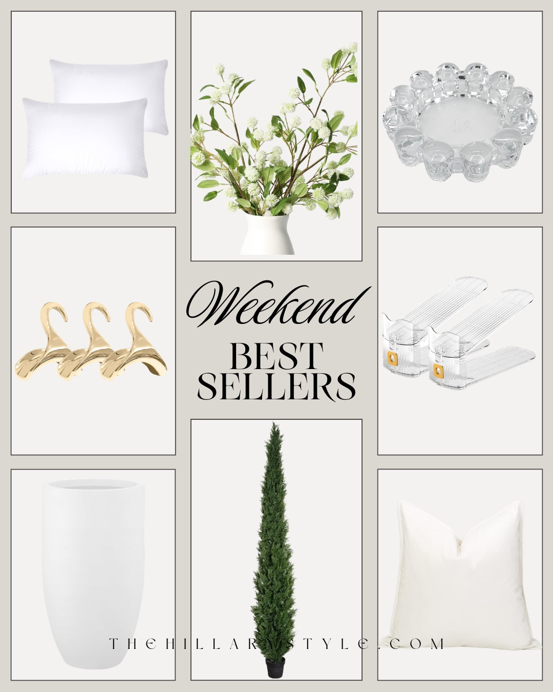 Weekend — AMAZON BEST SELLERS! You all stocked up on these HOME ESSENTIALS. From the HOTEL-QUALITY PILLOW INSERTS and DESIGNER LOOK FAUX STEMS to the CLEAR SKULL ICE MOLD and SPACE-SAVING SHOE ORGANIZERS, these are practical pieces that still feel elevated. The TALL FAUX CYPRESS TREE and CRISP WHITE PLANTER are the perfect finishing touch for a clean, high-end look.

#Amazon #TheHillaryStyle #AmazonHome #BestSellers #HomeEssentials #LuxuryForLess #NeutralHome #OrganizedHome #DesignerLookForLess #ElevatedLiving 

 #LTKU #LTKOver40 #LTKHome