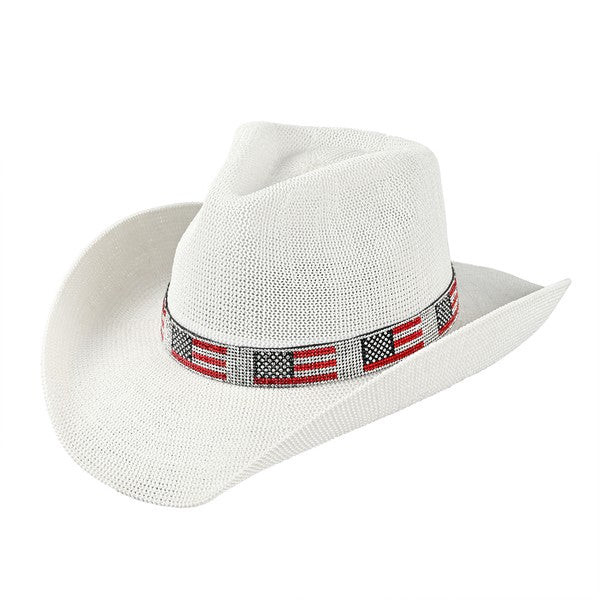 NEW!! "American Girl" Straw Cowboy Hat in White | Glitzy Bella