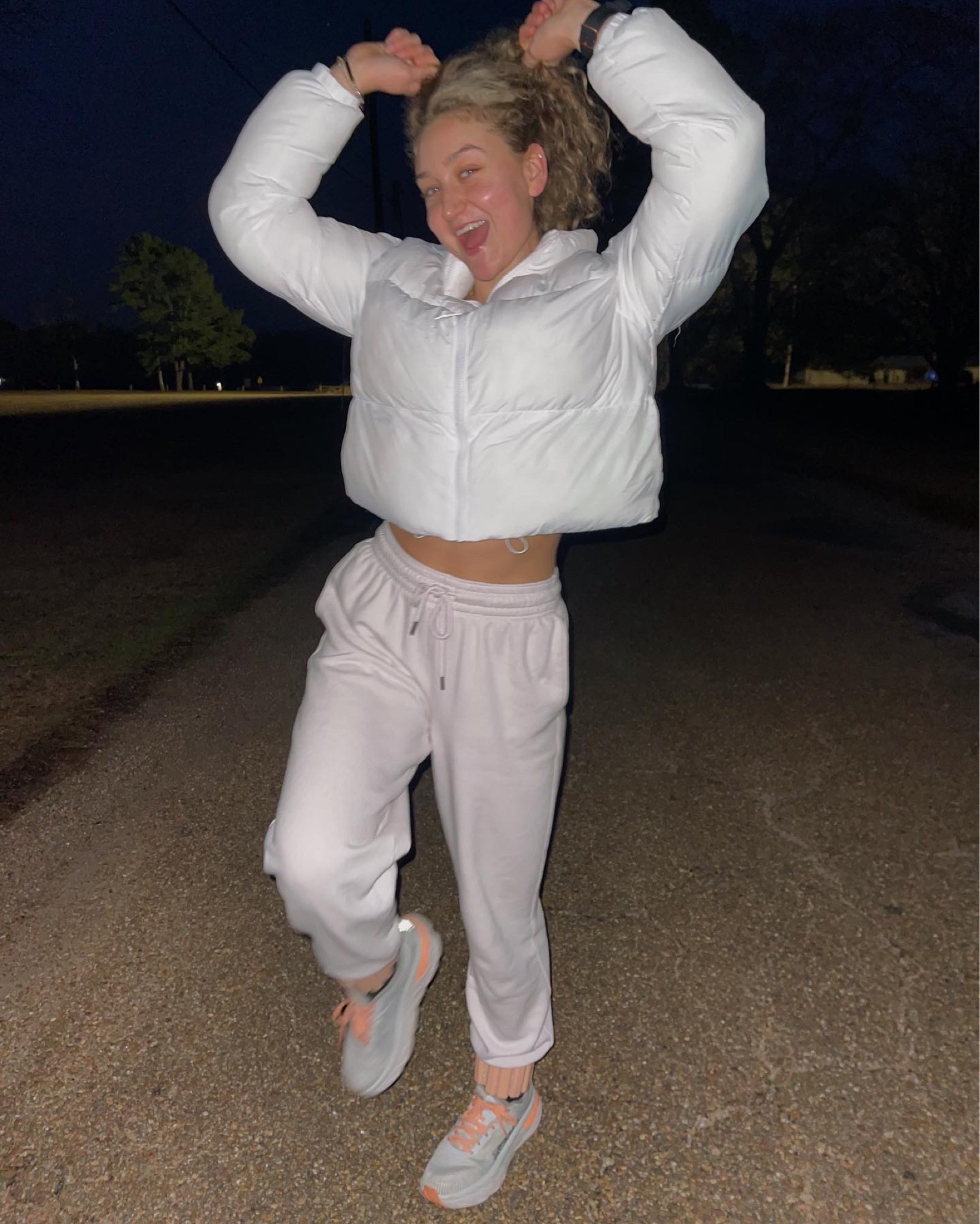 cool night walk! 
Balancingclaire wearing size M in jacket and pants! 

#LTKSeasonal #LTKunder50 #LTKfit