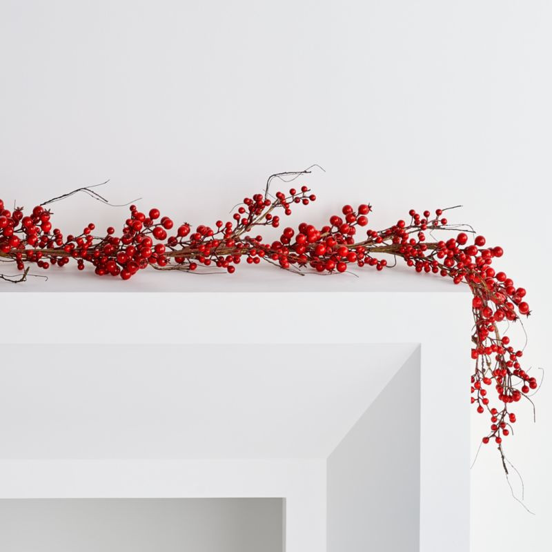 Faux Red Berry Garland 6' + Reviews | Crate & Barrel | Crate & Barrel