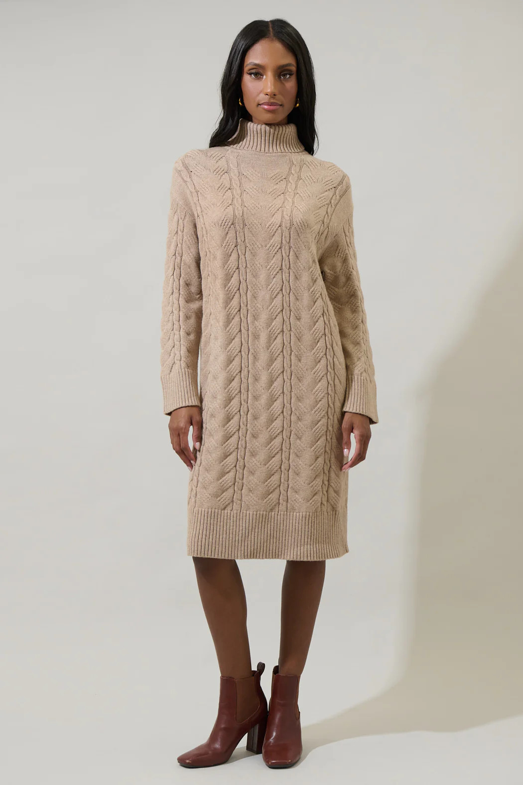 Raven Cable Knit Sweater Midi Dress | Sugarlips