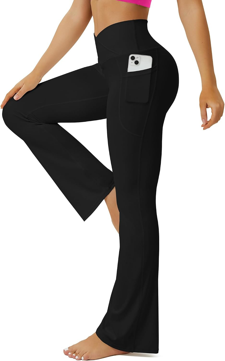 FOHOFO Yoga Pants Women, Flare Leggings for Women with Pockets Crossover High Waisted Bootcut Yoga Pants | Amazon (US)