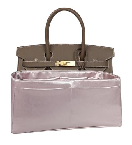 Meenda Purse Organizer Insert for Birkin 30, Premium Satin Handbag Organizer, thin, Lightweight, soft, smooth, silky texture, flexible, (Pink Beige PB30) | Amazon (US)