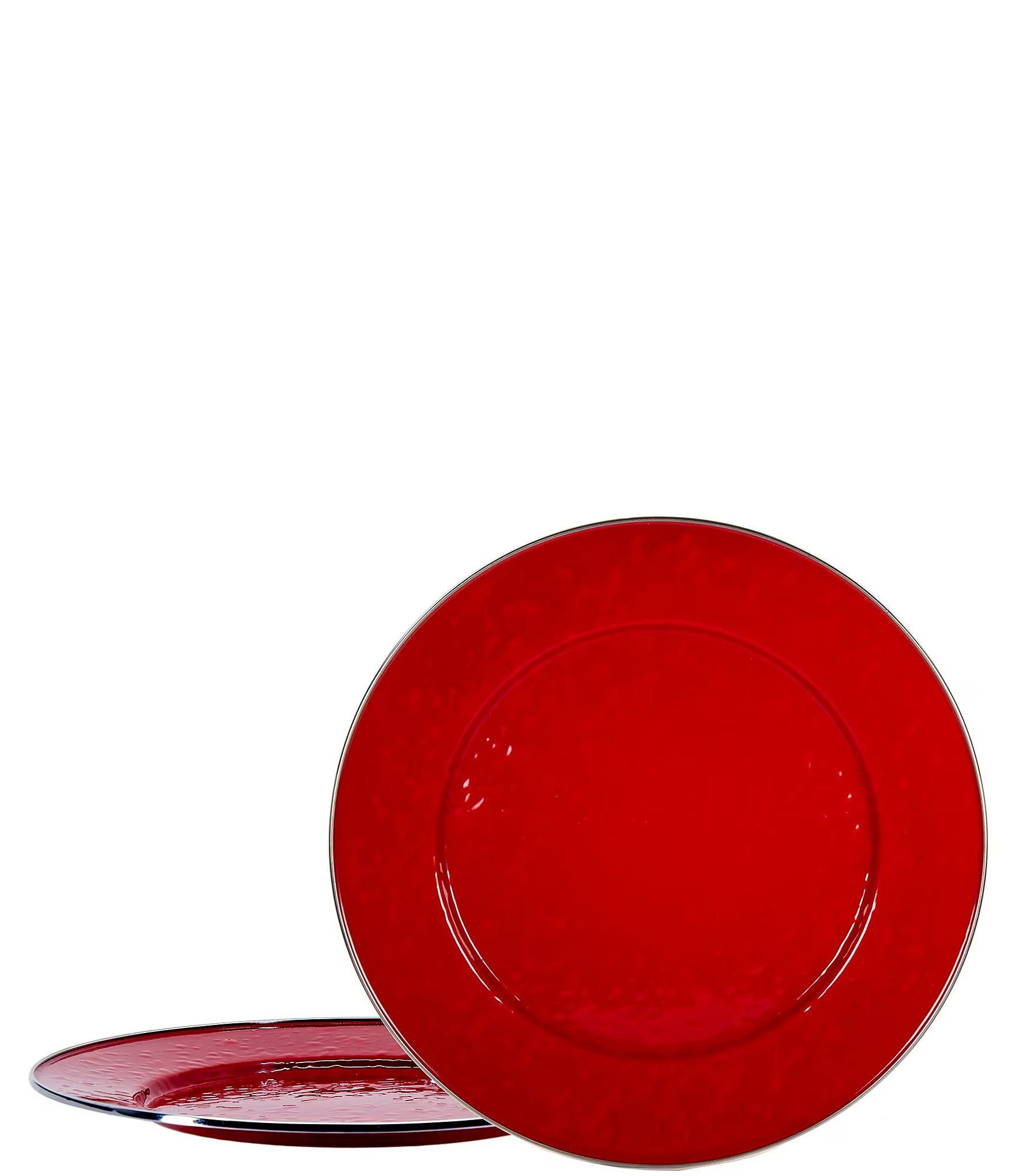 Enamelware Solid Texture Red Charger Plates, Set of 2 | Dillard's