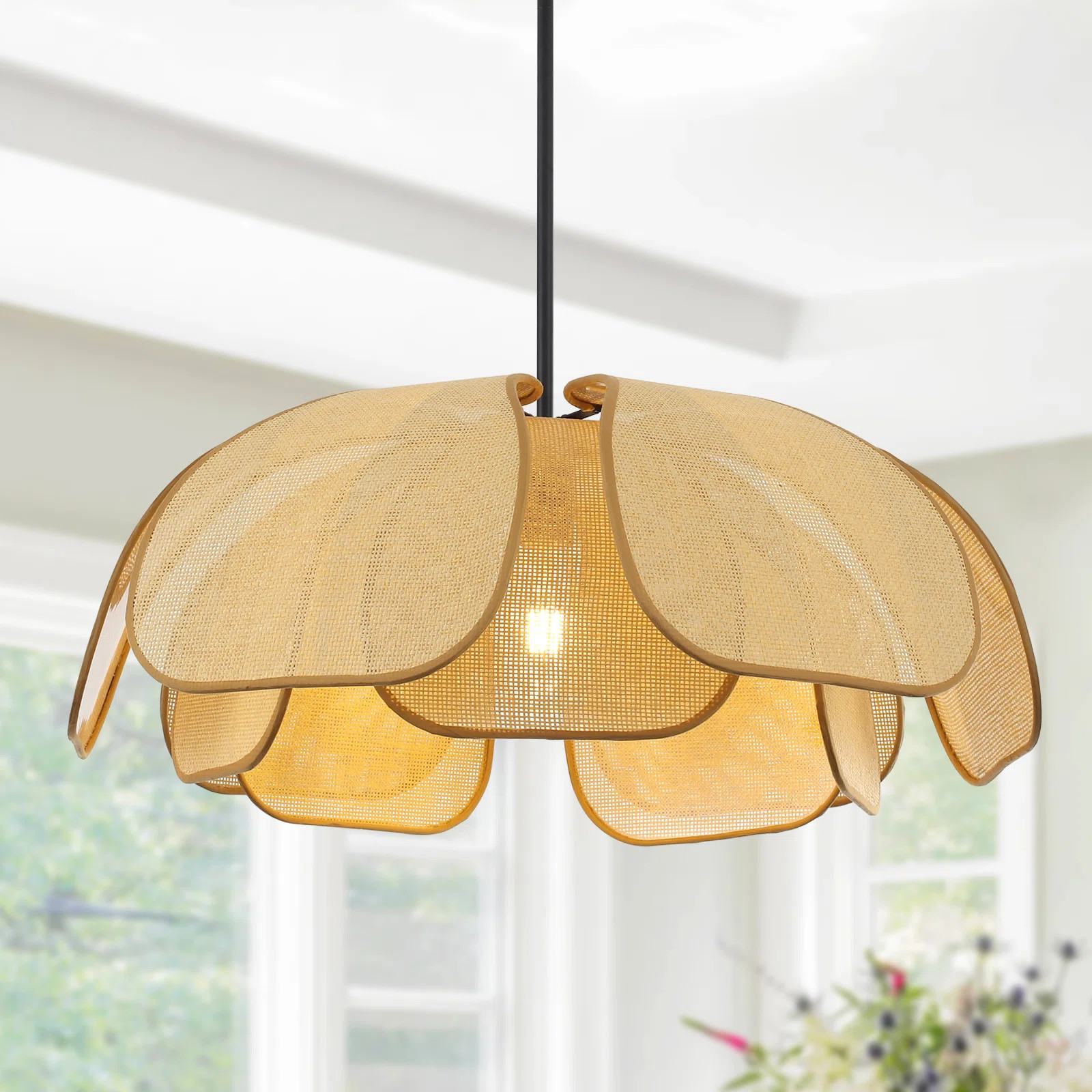 1 - Light Dimmable Petals Paper Rattan Bohemian Chandelier | Wayfair North America