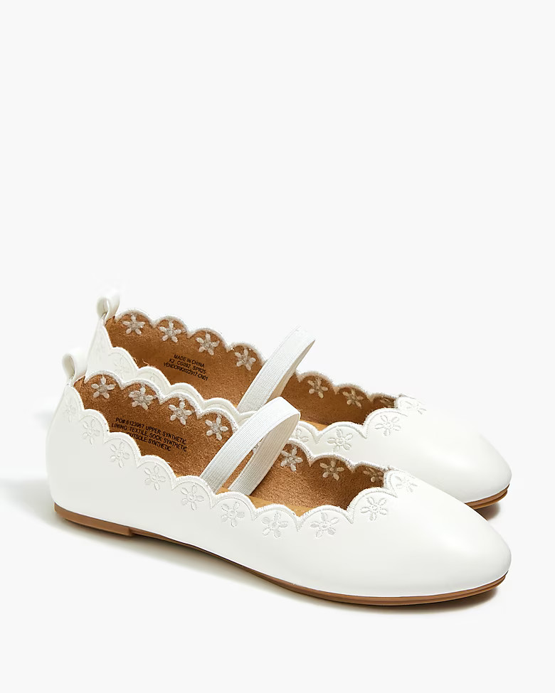 Girls' scalloped-edge elastic Mary Janes | J.Crew Factory