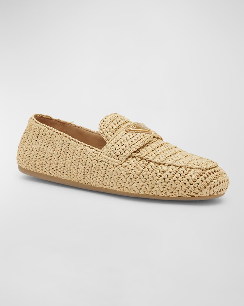 Raffia Slip-On Loafers | Neiman Marcus