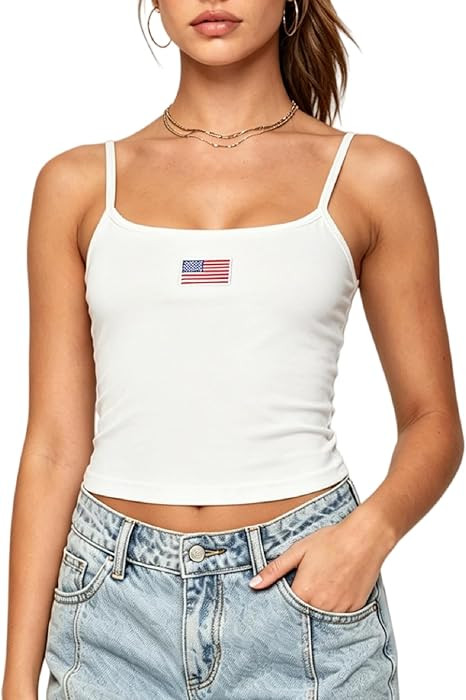 NUFIWI Women Graphic Tank Top Spaghetti Strap Embroidered Crop Tops Sleeveless Cute Baby Tee Y2k ... | Amazon (US)
