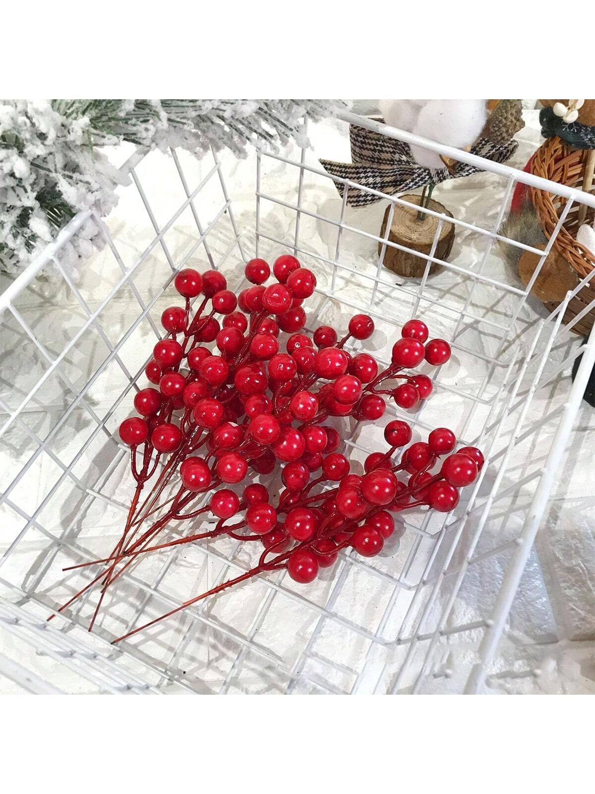 5pcs Artificial Red Berry Christmas Decoration Pine Wreath Accessory Photography Props | SHEIN