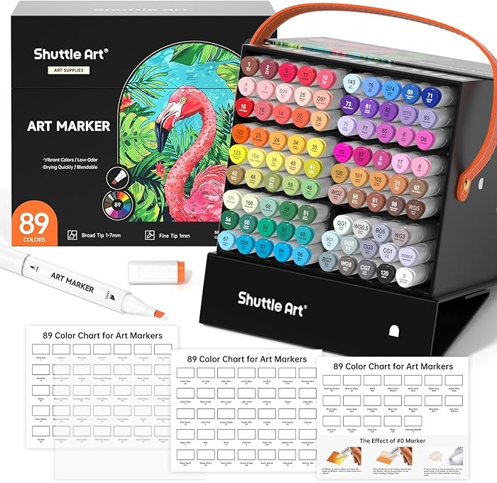 Shuttle Art 89 Colors Alcohol Markers, 88 Colors Dual Tip Art Marker Set Plus 1 Colorless Blender... | Amazon (US)