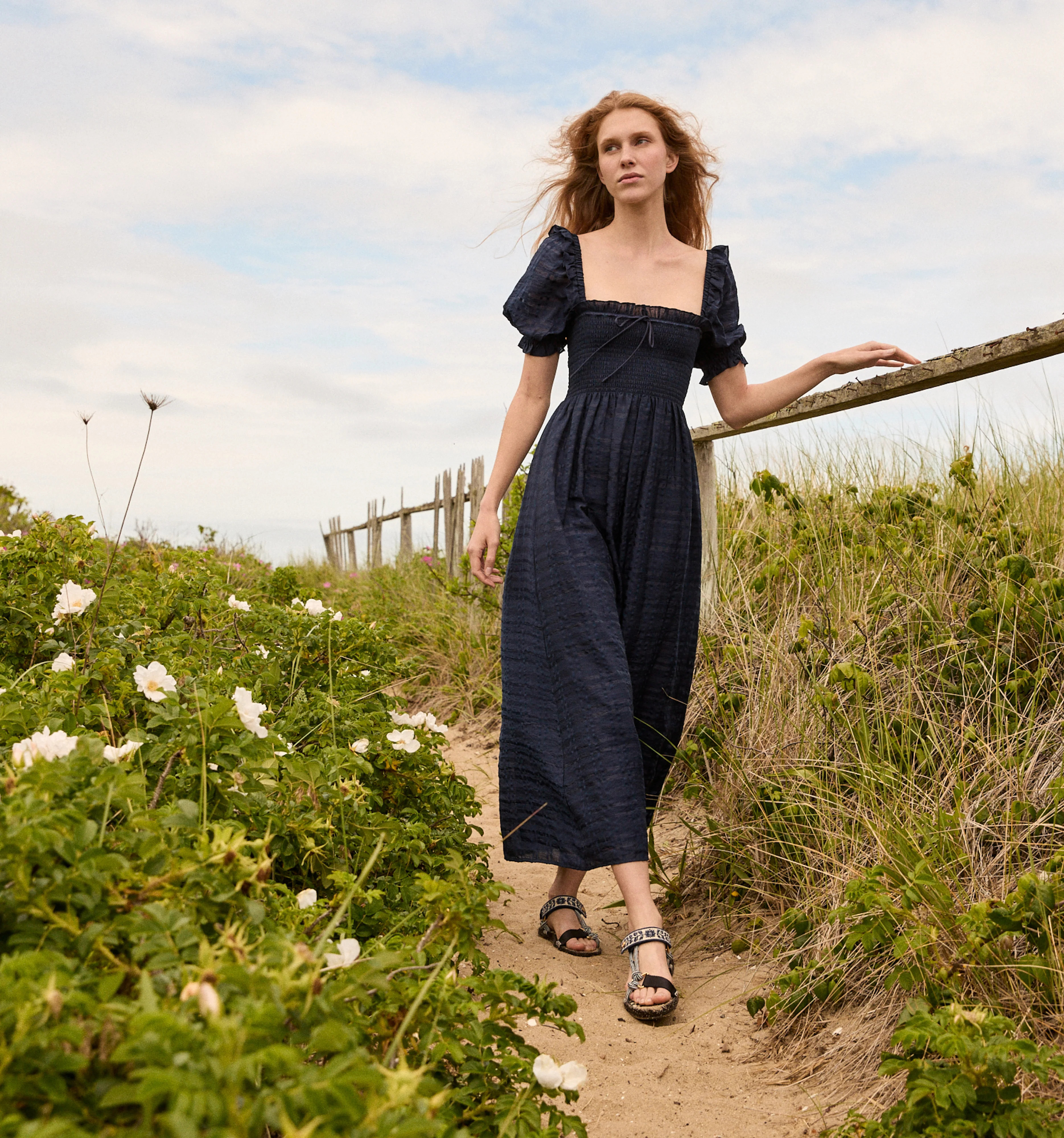 The Scarlett Nap Dress - Cosmos Floral Stripe | Hill House Home US