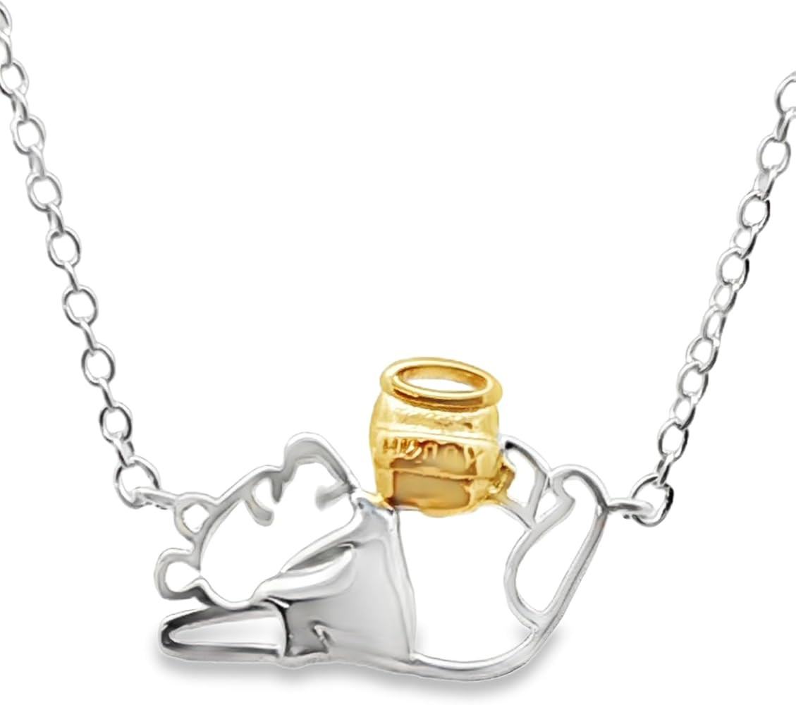 Disney Winnie-the-Pooh Two-Tone Open Pendant Necklace Officially Licensed | Brass with Sterling S... | Amazon (US)