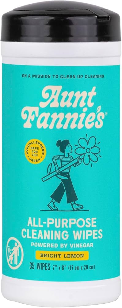 Aunt Fannie's Natural Cleaning Vinegar Wipes, Multipurpose Surface Cleaner, Bright Lemon Scent, 3... | Amazon (US)