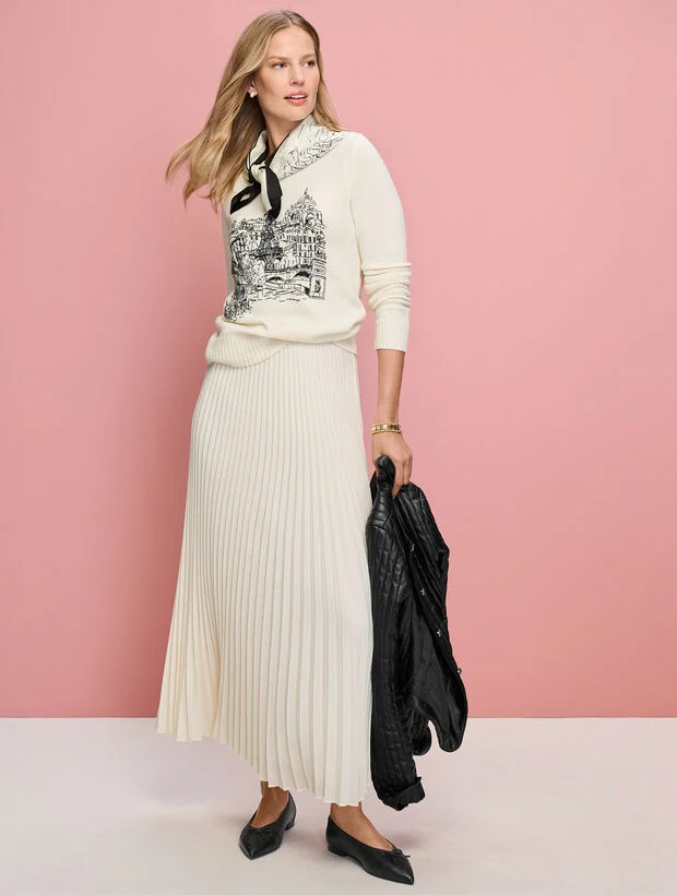 Crepe Pleated Fit & Flare Skirt | Talbots