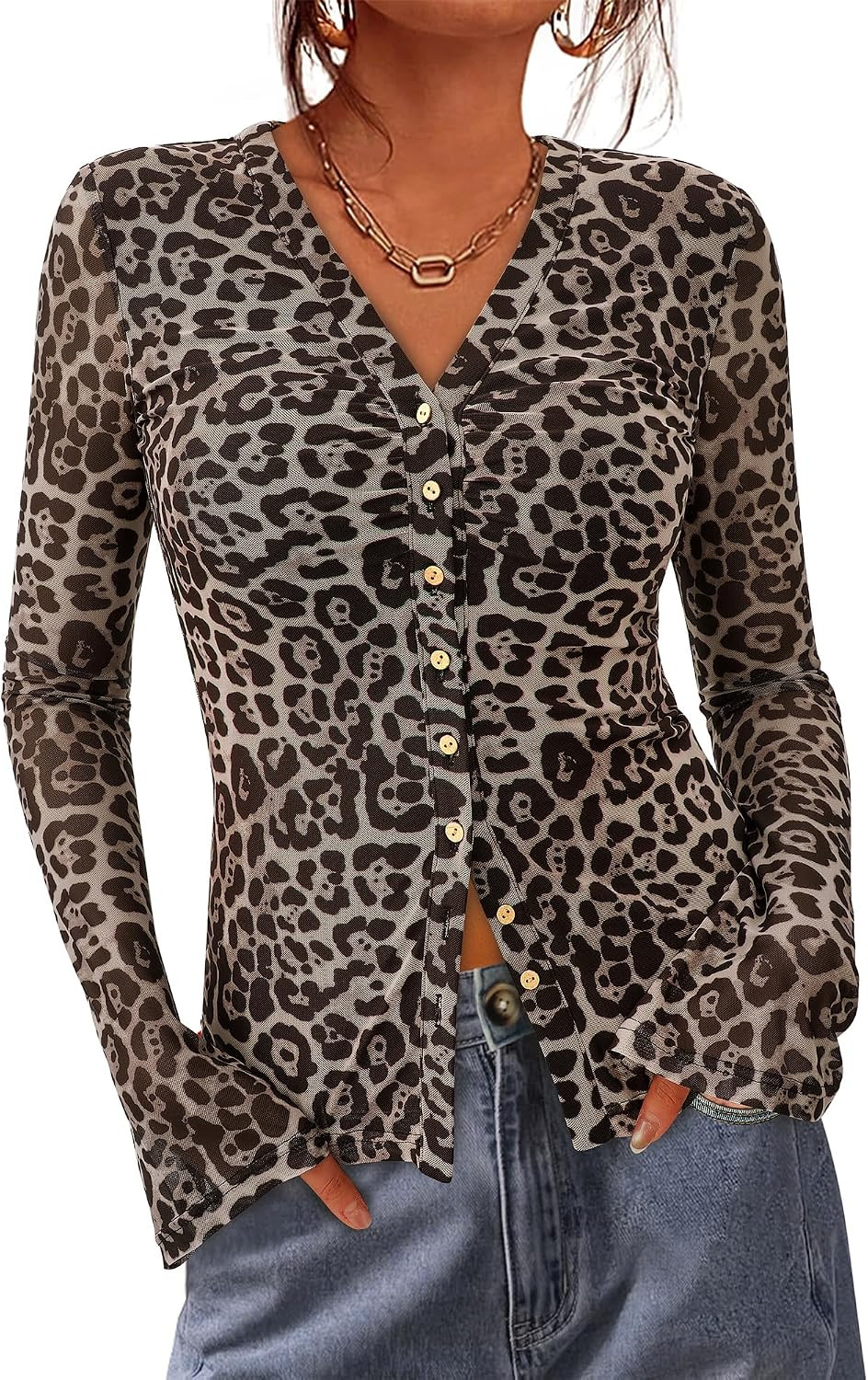 BTFBM Shirts for Women Button Down V Neck Long Sleeve Fitted Floral Blouses | Amazon (CA)