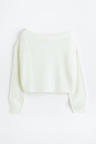 Off-the-shoulder rib-knit jumper | H&M (UK, MY, IN, SG, PH, TW, HK)