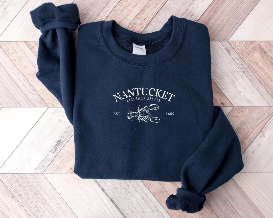 Nantucket Sweatshirt Lobster Sweater Beachy Crewneck Massachusetts Sweat Coastal Granddaughter Gi... | Etsy (US)