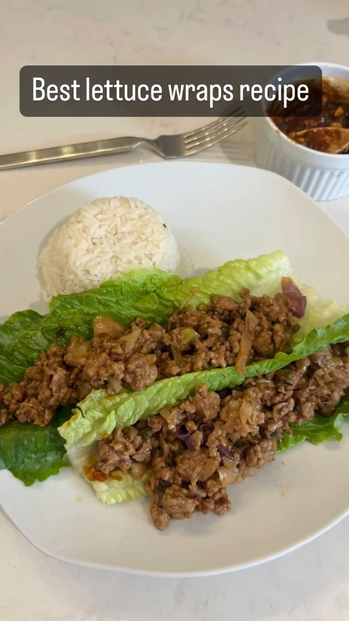 The lettuce wrap recipe is so delicious 
#adrismexicankitchen 
#recipes 
Ingredients 
* 1 lb ground chicken or Ground pork 
1 TBS peanut oil
½ onion minced
1 cup red or green pepper diced
1 8 oz can water chestnuts drained and minced
For the Sauce:
3 TBS soy sauce
3 TBS hoisin sauce
1 TBS sesame oil
1 TBS rice vinegar
1 TBS peanut butter
1 TBS honey
2 tsp sweet chili sauce 
½ tsp garlic powder
¼ tsp powdered ginger
To serve ¼ cup peanuts crushed
1/2 cup of shredded cabbage with carrots. 
1 chopped green onion. 
Lettuce 
White rice 
or your favorite Asian salad
Instructions 
Whisk together sauce ingredients until well combined. If you use a firmer peanut butter you may need to microwave the mixture for 30-60 seconds to melt it and ensure everything is well-mixed.
Heat 2 TBS peanut oil in a frying pan. Once hot, Add onions and cabbage and cook for 5 minutes or until the onions are becoming translucent.
Add the peppers and water chestnuts and cook for about 5 minutes or until the peppers are becoming soft, set aside. Cook ground chicken or pork then add veggies and 
Add sauce and simmer on low heat until the chicken and veggies are evenly coated and everything is heated through.
Serve in lettuce leaves, on top of your favorite Asian salad, or over noodles or rice! If you want you can make extra sauce to have on the side.


#LTKhome #LTKVideo