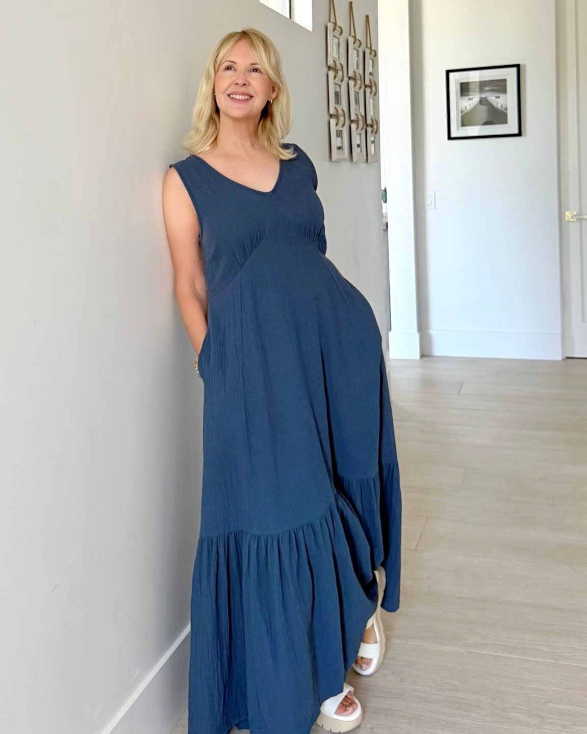 Beautiful organic cotton double gauze maxi dress! I have it in navy, but it comes in other colors, too. Adjustable tie in the back for a perfect fit 👌

#LTKSaleAlert