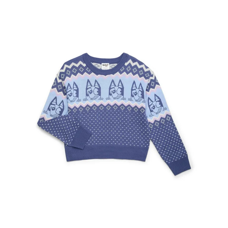 Bluey Girls Metallic Lurex Holiday Sweater, Sizes 4-16 | Walmart (US)