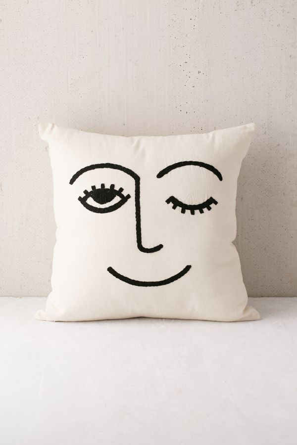 Winky Embroidered Pillow | Urban Outfitters US