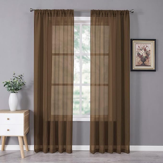 Tollpiz Sheer Curtain Linen Textured Living Room Curtains Sheer Light Filtering Rod Pocket Voile ... | Amazon (US)