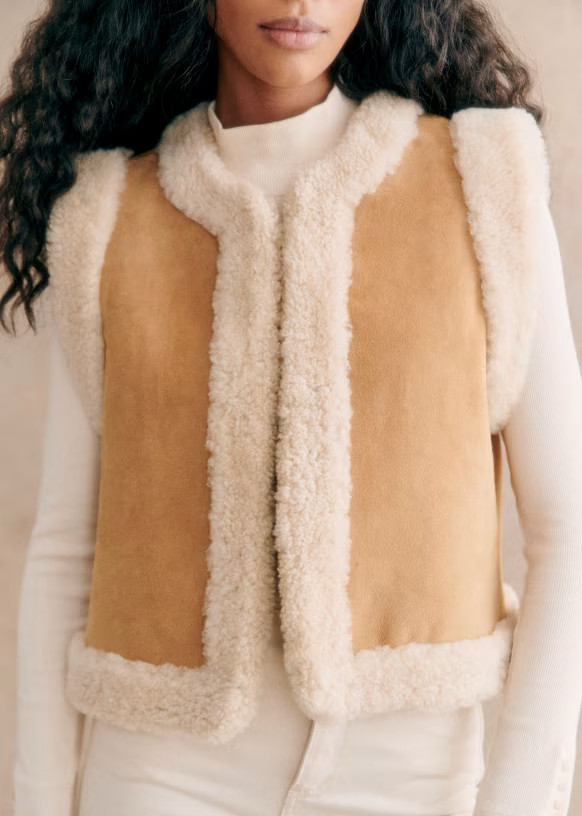 Veste Aya - Caramel/Ecru - Cuir d'agneau - Sézane | Sezane Paris