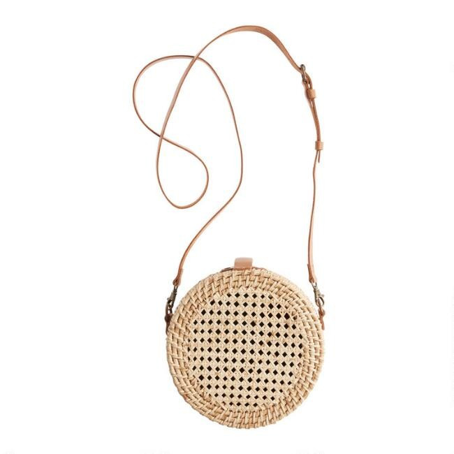 Woven Cane Circle Crossbody Bag | World Market