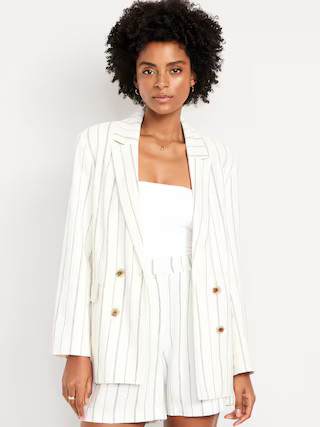 Double-Breasted Linen-Blend Blazer | Old Navy (US)