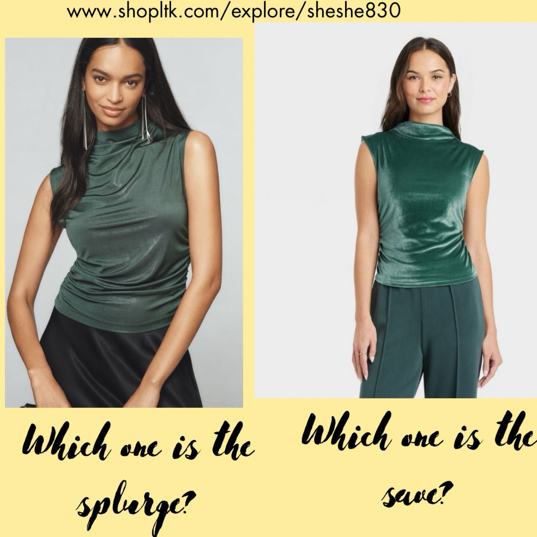 Oh! I have a great holiday dupe for you!
Two very similar party tops. One is $7.00 (currently on sale, regularly $10) , the other is $68
Both tops come in multiple colors and are size inclusive. Both have rave reviews.
The $7.00 dollar one is from Target and is made from 92% recycled materials.
The $68 dollar one is from Anthropologie has almost 100 4-star reviews. 
These tops would love great with black dress pants for a holiday party. They would look phenomenal with flare jeans and wedge boots for a girl’s night out!

Holiday looks, Thanksgiving outfit, Holiday outfit, affordable finds, winter outfits, save, family photo outfits

#LTKFindsUnder50 #LTKFindsUnder100 #LTKHoliday