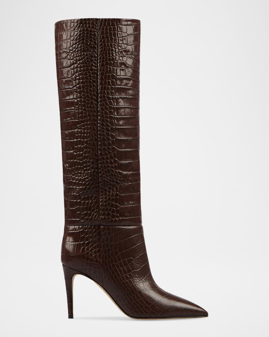 Paris Texas Croc-Embossed Leather Stiletto Boots | Neiman Marcus