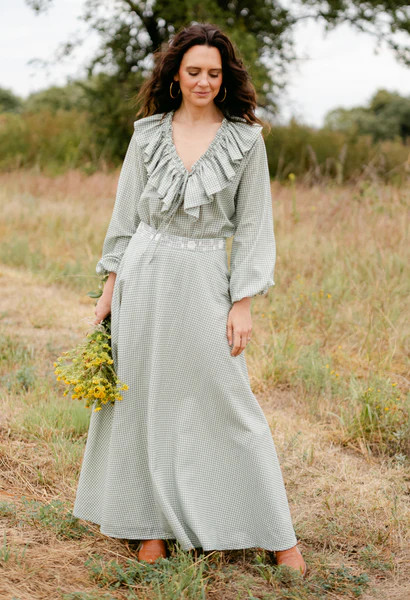 Lupita Verde Gingham Skirt | Mi Golondrina