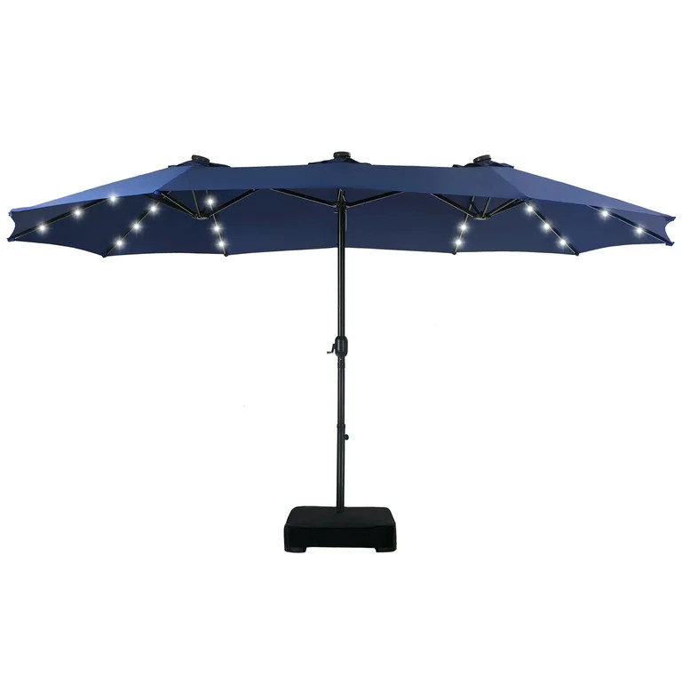 SUMMIT LIVING 15ft Double-Sided Solar Patio Umbrella with Base Large Outdoor Umbrella with 36 PCs... | Walmart (US)