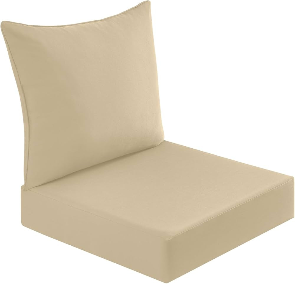 downluxe Outdoor Deep Seat Cushions Set, Waterproof Memory Foam Patio Furniture Cushions with Zip... | Amazon (US)