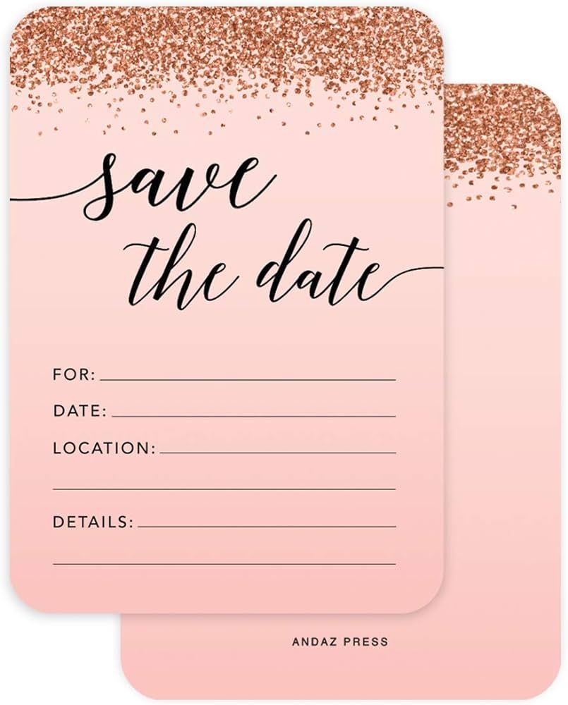 Andaz Press Blush Pink and Rose Gold Glitter Elegant Party Collection, 5x7-inch Invitations with ... | Amazon (US)