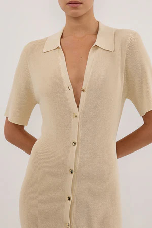 LIAM NATURAL KNIT POLO MAXI DRESS | DISSH