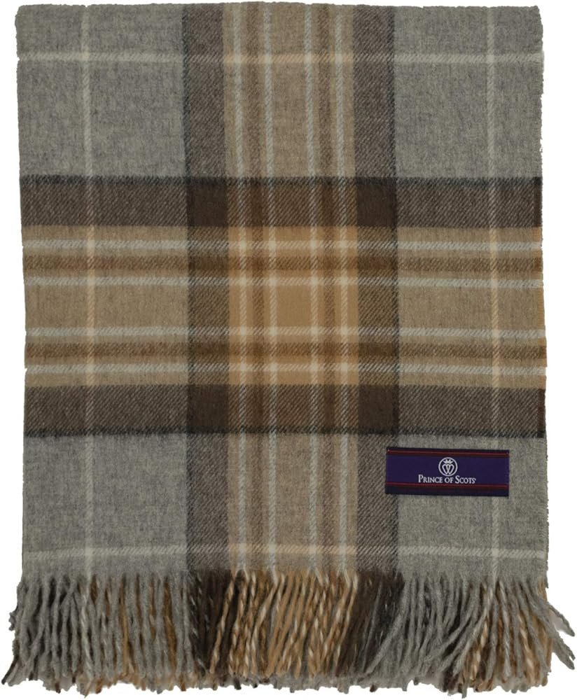 Prince of Scots Highland Tartan Tweed 100% Merino Wool Throw | Amazon (US)