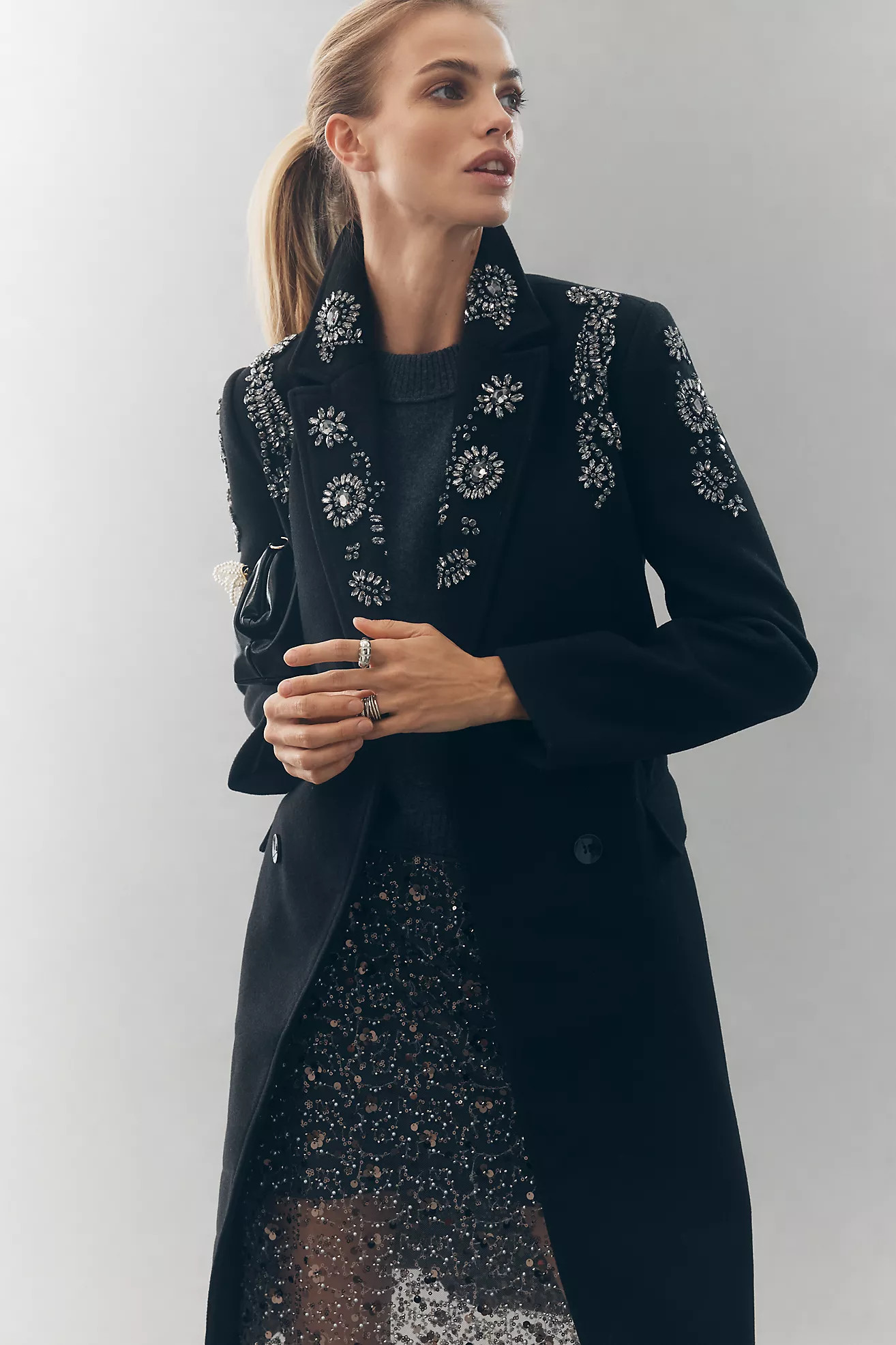 NVLT Embellished Longline Coat | Anthropologie (US)