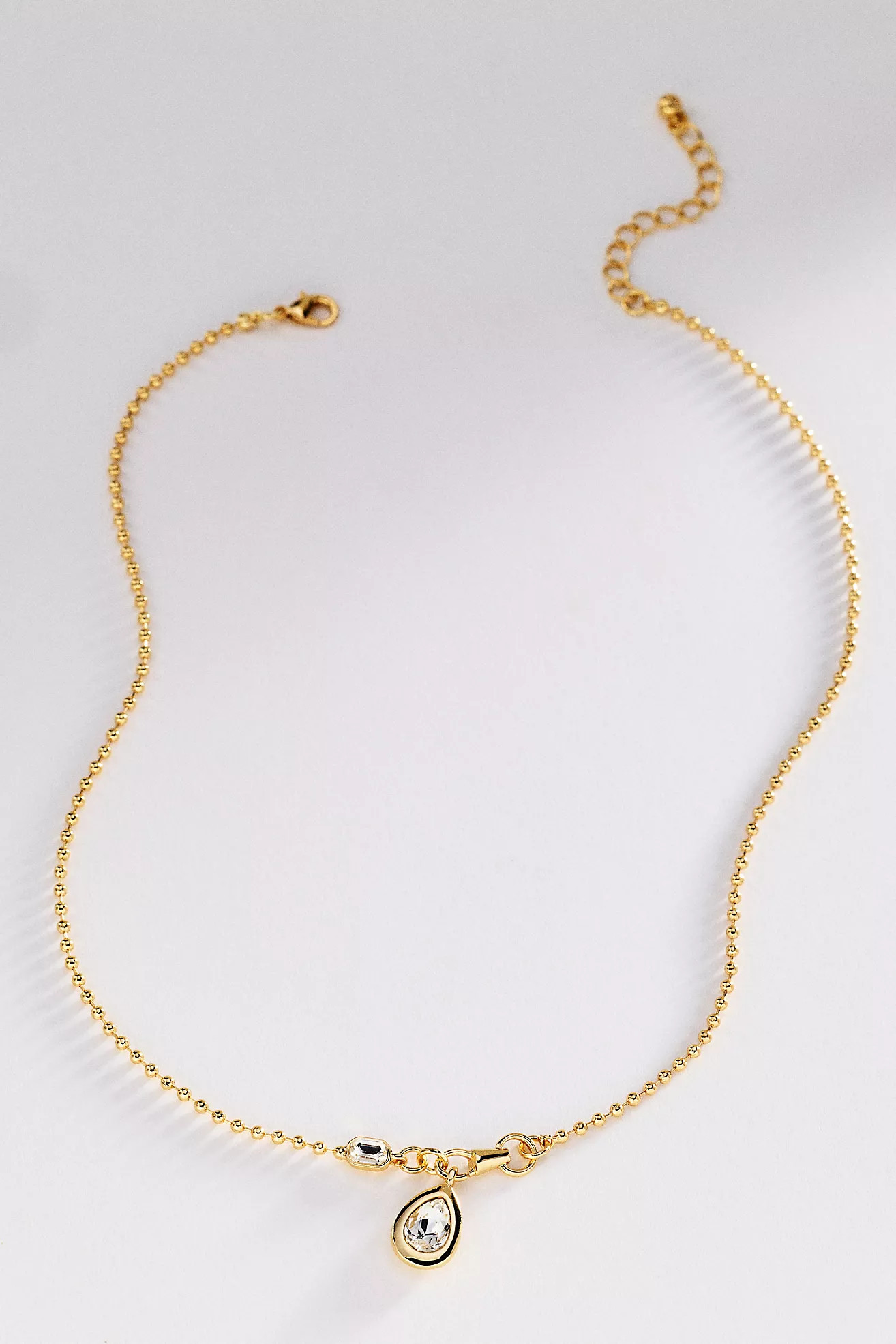 Bezel Crystal Pendant Ball Chain Necklace | Anthropologie (US)